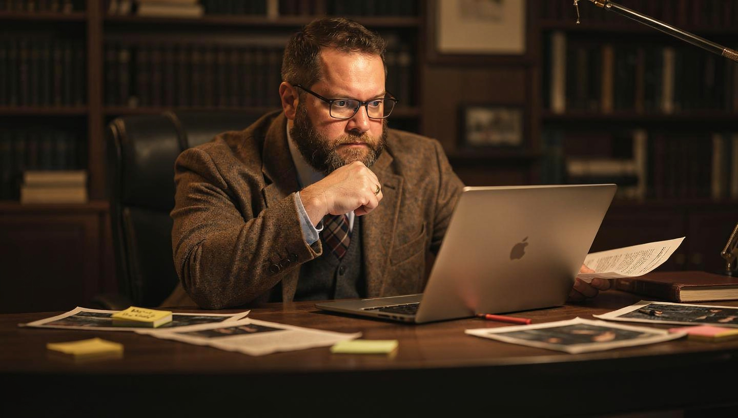 Jack Reynolds, YA fantasy author, writing at his desk