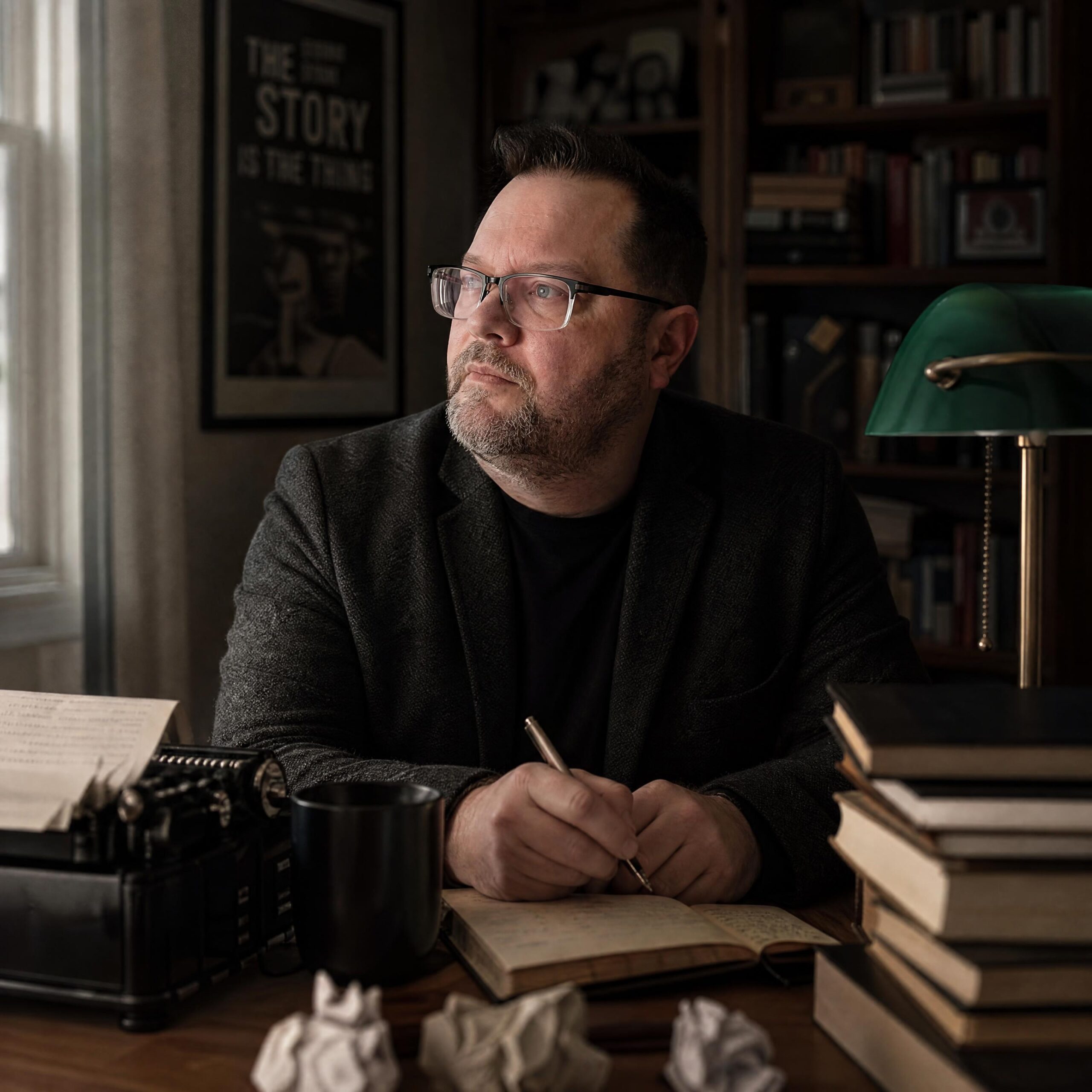 Jack Reynolds at his writing desk